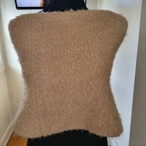 Zara Fuzzy Tan Strapless Top